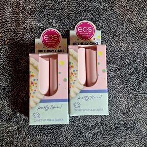 2 Pk EOS Super Soft‎ Shea Lip Balm Stick Birthday Cake Moisturizer Long-Lasting